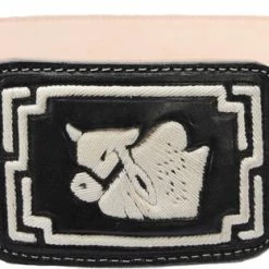 Guadalajara Western Wear Men White Diamond Piteado Regular Leather Belt - Negro
