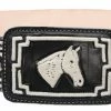 Guadalajara Western Wear Men White Diamond Piteado Regular Leather Belt - Negro