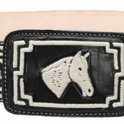 Guadalajara Western Wear Men White Diamond Piteado Regular Leather Belt - Negro