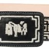 Guadalajara Western Wear Men White Diamond Piteado Regular Leather Belt - Negro