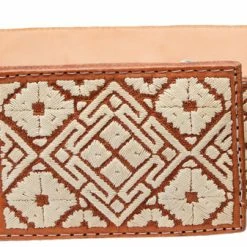 Guadalajara Western Wear White Diamond Piteado Fino Leather Belt - Natural