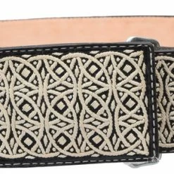 Guadalajara Western Wear White Diamond Piteado Fino Leather Belt - Negro