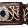 Guadalajara Western Wear Men White Diamond Lazer Cut Leather Belt - Brown