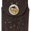 Guadalajara Western Wear White Diamond Navajeada Leather Cell Phone Case - Cafe