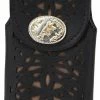 Guadalajara Western Wear Accessories White Diamond Navajeada Leather Cell Phone Case - Negro