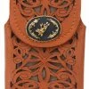 Guadalajara Western Wear White Diamond Navajeada Leather Cell Phone Case - Naranja