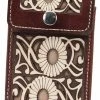 Guadalajara Western Wear White Diamond Lazer Tooled Leather Cell Phone Case - Shedron Accessories