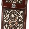 Guadalajara Western Wear White Diamond Lazer Tooled Leather Cell Phone Case - Shedron Accessories