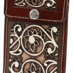 Guadalajara Western Wear White Diamond Lazer Tooled Leather Cell Phone Case - Shedron Accessories