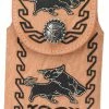 Guadalajara Western Wear Accessories White Diamond Vaquera Leather Cell Phone Case - Natural