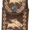 Guadalajara Western Wear White Diamond Vaquera Leather Cell Phone Case - Cafe Accessories