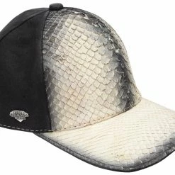 Guadalajara Western Wear White Diamond Python Print Exotic Cap - Natural / Negro