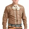 Guadalajara Western Wear Camisa Charra Tradicional - Cafe Men