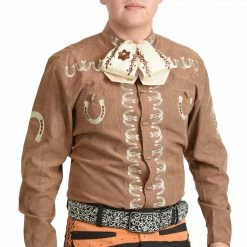Guadalajara Western Wear Camisa Charra Tradicional - Cafe Men