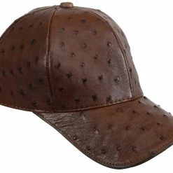 Guadalajara Western Wear White Diamond Avestruz Completa Exotic Cap - Cafe